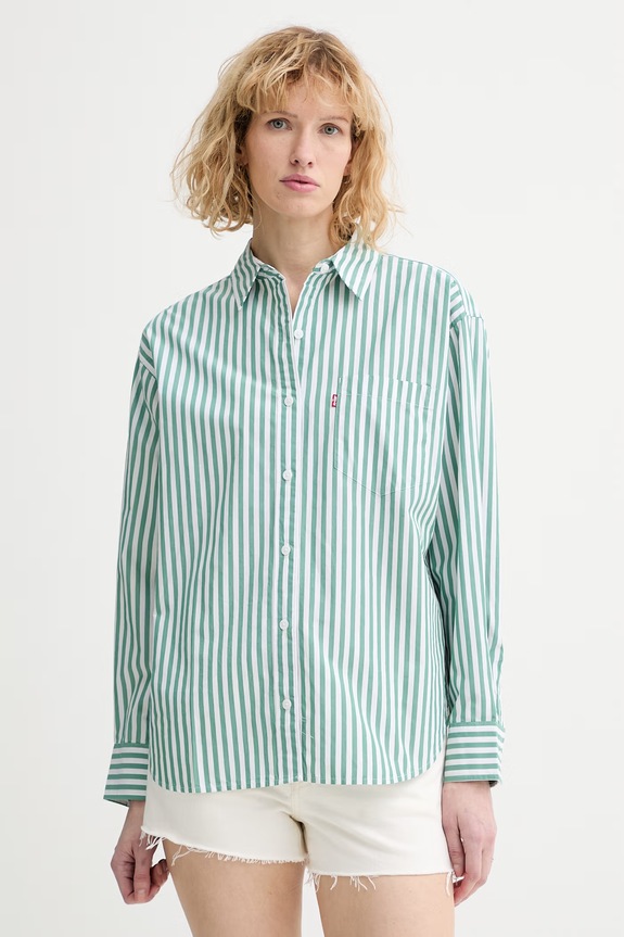 Βαμβακερό πουκάμισο Levi's HARLIE BOYFRIEND casual πράσινο 001HM.0015