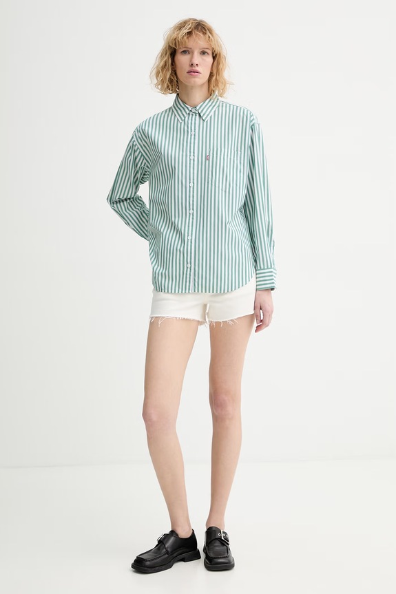 Βαμβακερό πουκάμισο Levi's HARLIE BOYFRIEND 001HM.0015 πράσινο SS26