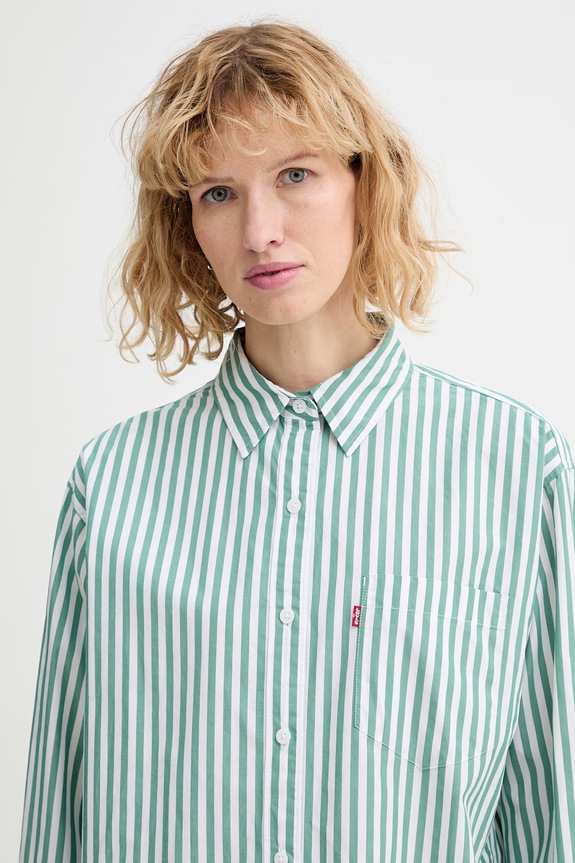 Βαμβακερό πουκάμισο Levi's HARLIE BOYFRIEND πράσινο 001HM.0015