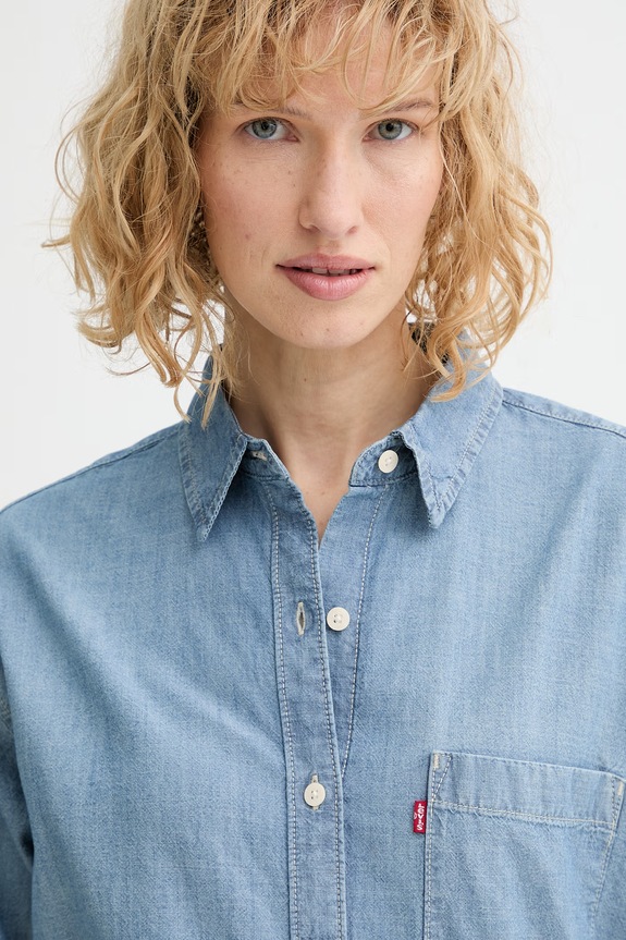 Levi's cămașă din bumbac HARLIE BOYFRIEND albastru 001HM.0021