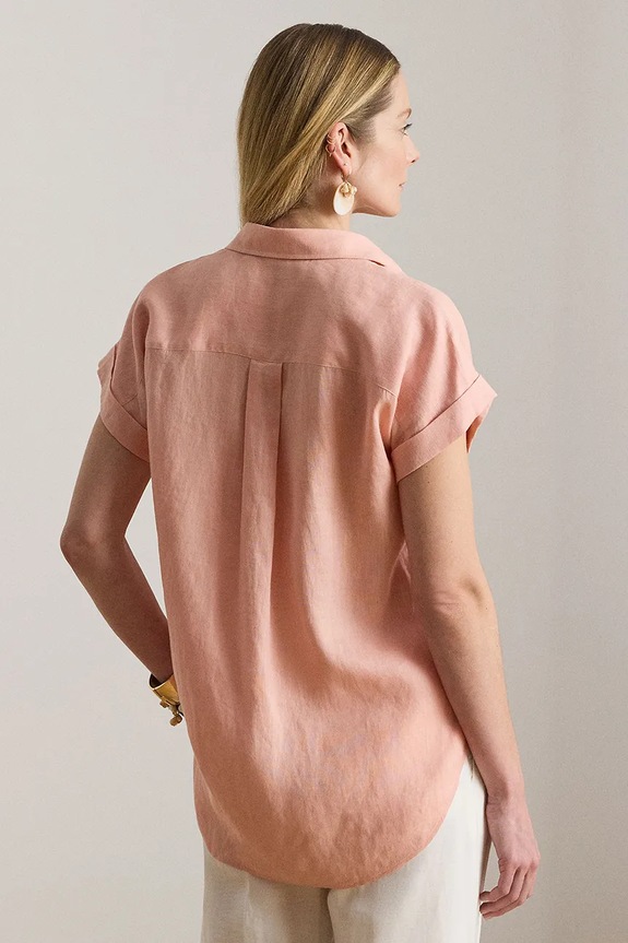 Lauren Ralph Lauren srajca ženska lanena 200874259 oranžna SS26