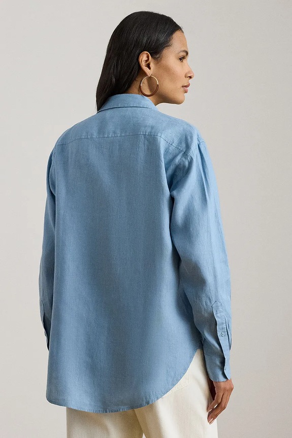 Lauren Ralph Lauren cămașă de in pentru femei 200P08913 albastru SS26
