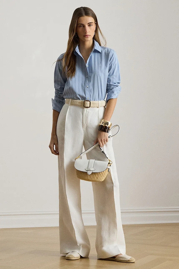 Ρούχα Lauren Ralph Lauren πουκάμισο γυναικείο βαμβακερό 200P08914 μπλε