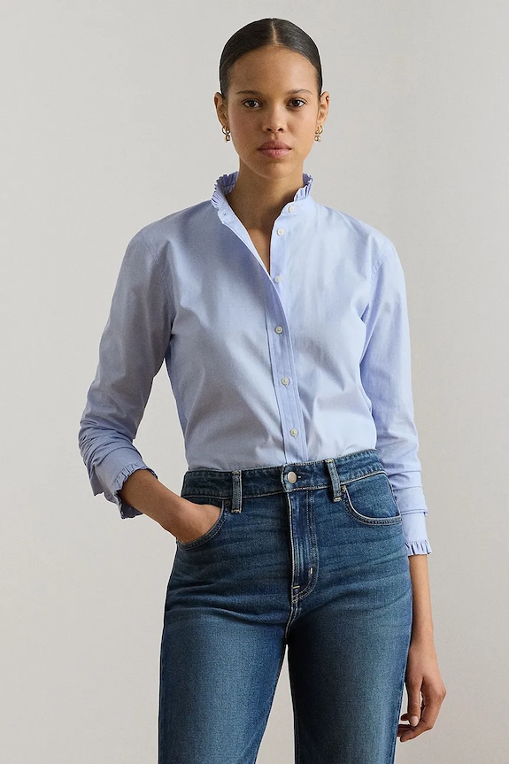 Lauren Ralph Lauren cămașă pentru femei, din bumbac albastru 200P08870