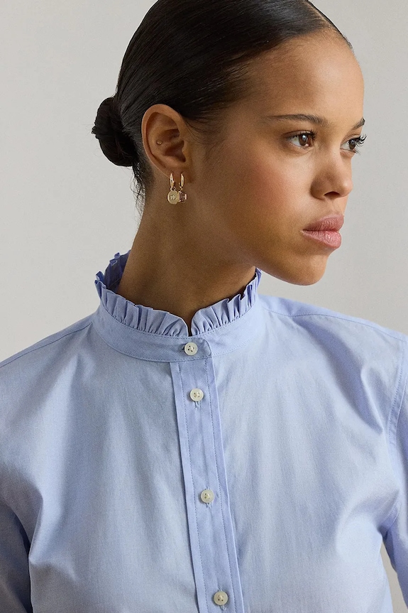 Lauren Ralph Lauren cămașă pentru femei, din bumbac albastru 200P08870