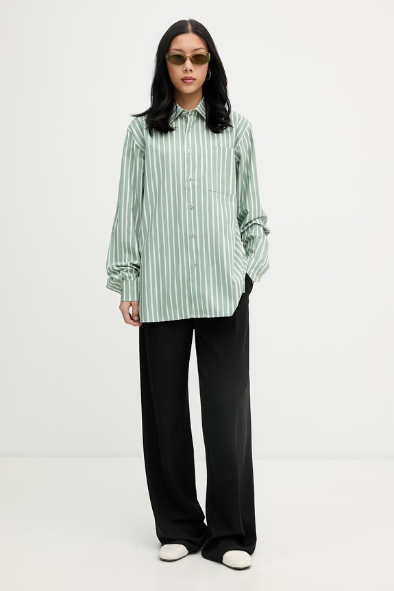 Marimekko cămașă pentru femei, din bumbac 095232 verde SS26