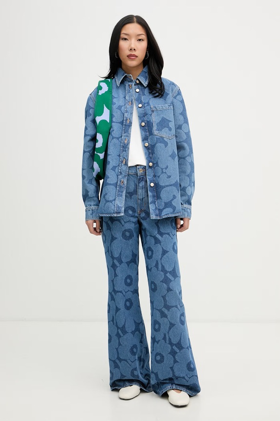 Marimekko cămașă pentru femei, din denim 095176 albastru SS26
