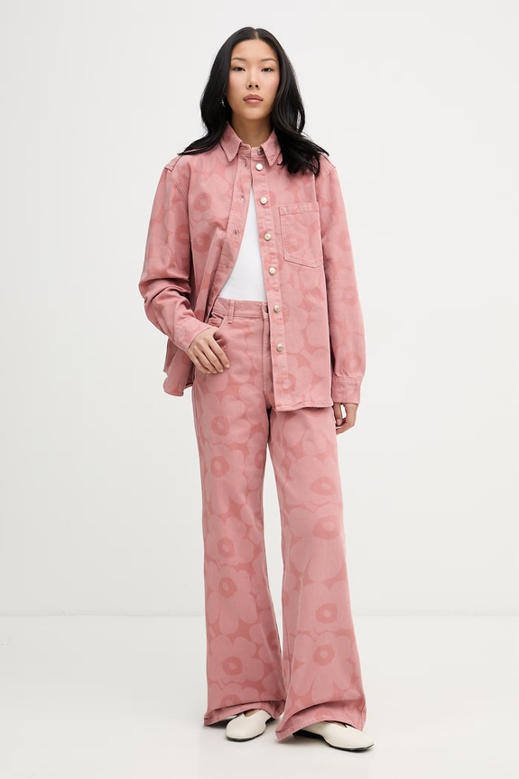 Marimekko cămașă pentru femei, din denim 095192 roz SS26