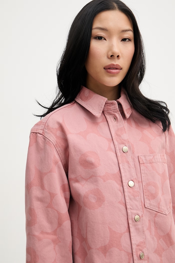 Marimekko cămașă pentru femei, din denim roz 095192