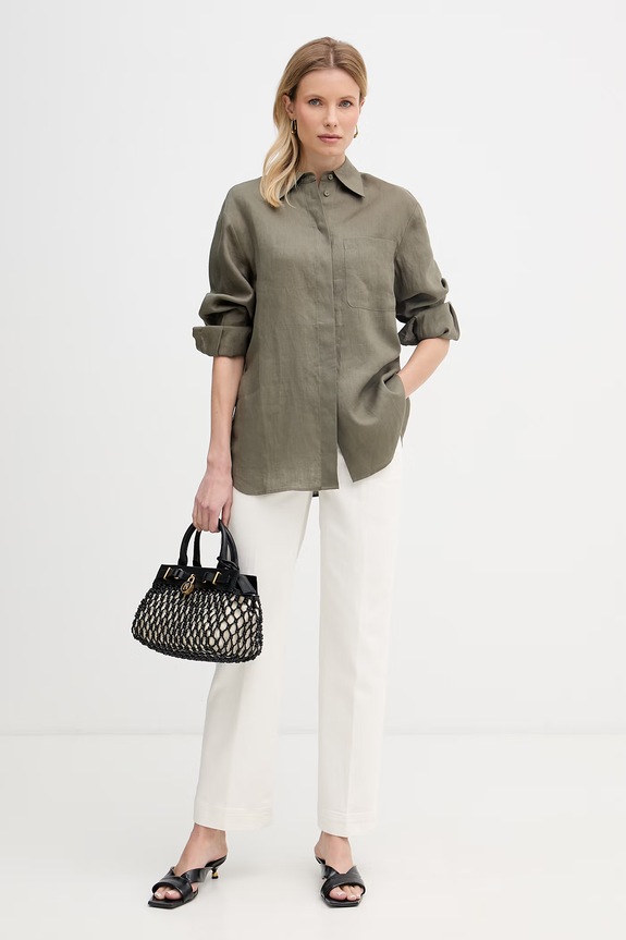 Max&Co. cămașă safari pentru femei, din in MCOGATTONI 2616111015200 verde SS26