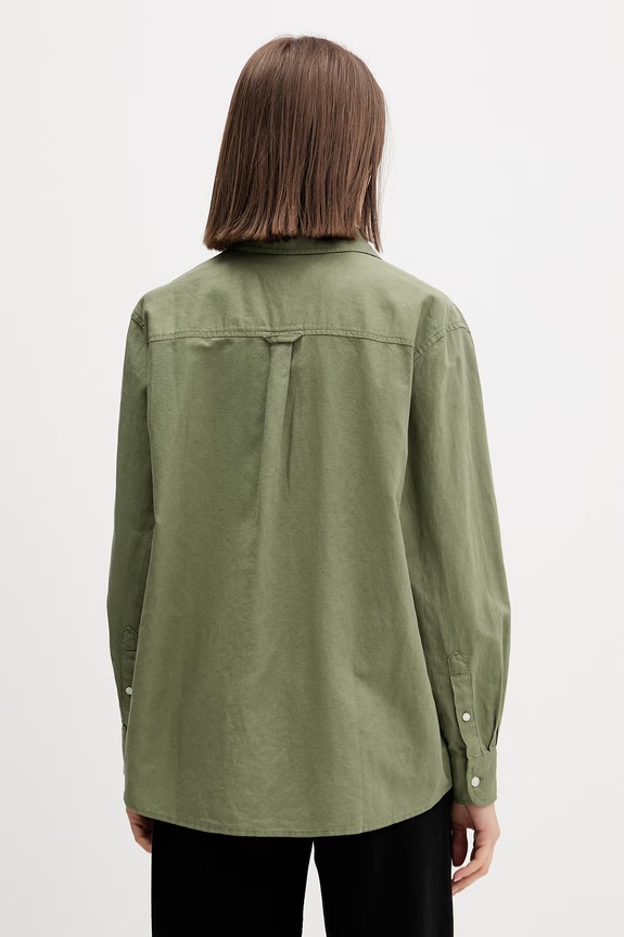 Odzież Tommy Jeans koszula damska z lnem DW0DW22209 zielony