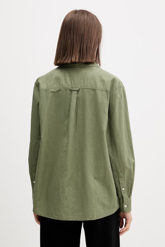 Odzież Tommy Jeans koszula damska z lnem DW0DW22209 zielony