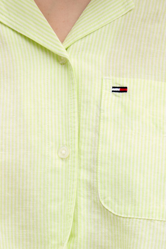 Tommy Jeans koszula damska z lnem DW0DW22210 zielony