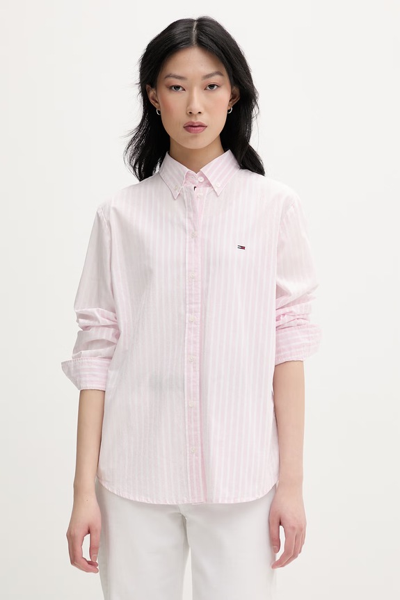 Tommy Jeans koszula damska bawełniana różowy DW0DW22211