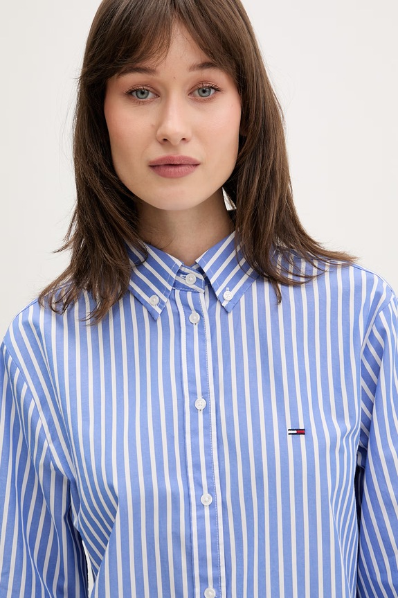 Tommy Jeans cămașă pentru femei, din bumbac albastru DW0DW22211