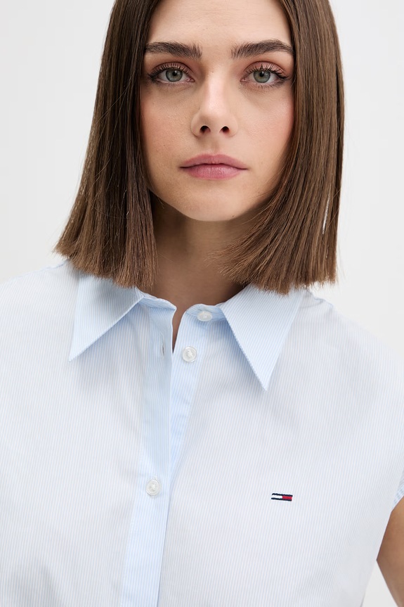 Tommy Jeans cămașă pentru femei, din bumbac albastru DW0DW22212