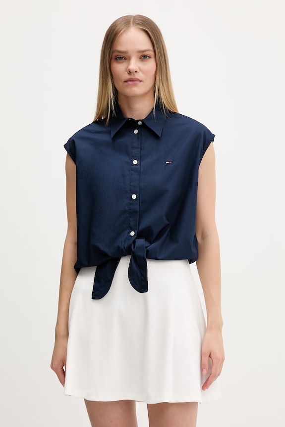 Tommy Jeans cămașă pentru femei, din bumbac bleumarin DW0DW22212