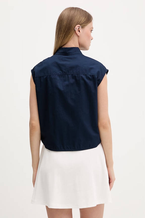 Îmbrăcăminte Tommy Jeans cămașă pentru femei, din bumbac DW0DW22212 bleumarin