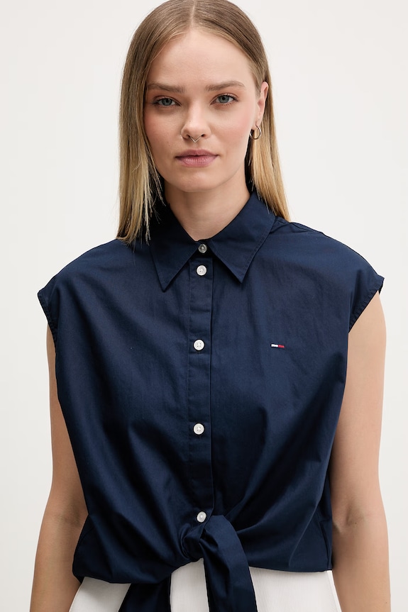 Tommy Jeans cămașă pentru femei, din bumbac bleumarin DW0DW22212