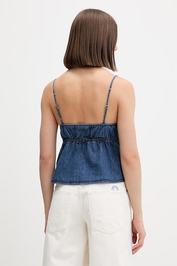 Îmbrăcăminte Tommy Jeans bluză cu bretele pentru femei, din denim DW0DW22215 albastru