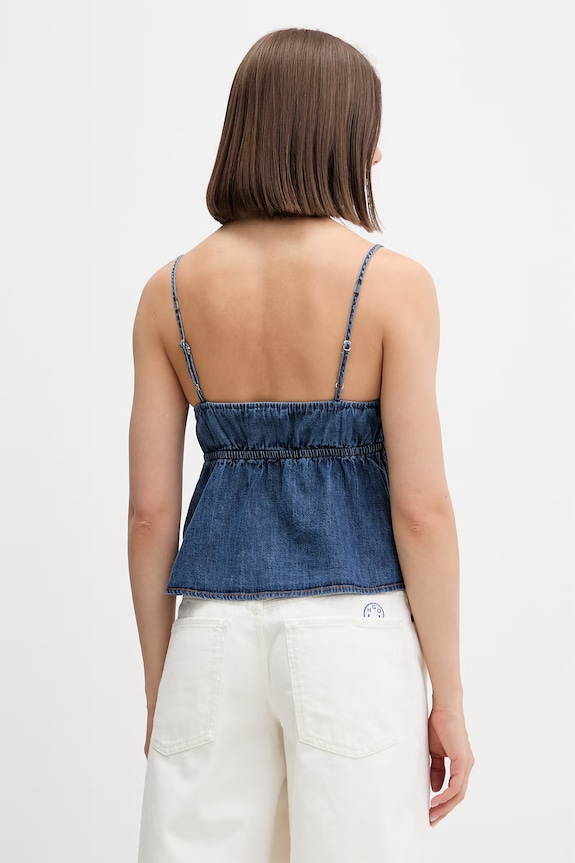 Îmbrăcăminte Tommy Jeans bluză cu bretele pentru femei, din denim DW0DW22215 albastru