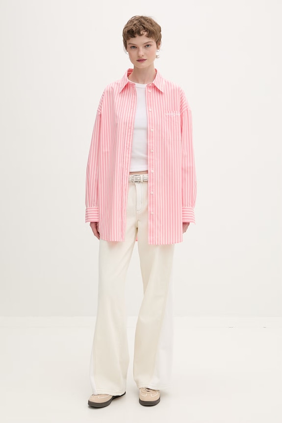 Tommy Jeans camicia da donna in cotone DW0DW22218 rosa SS26