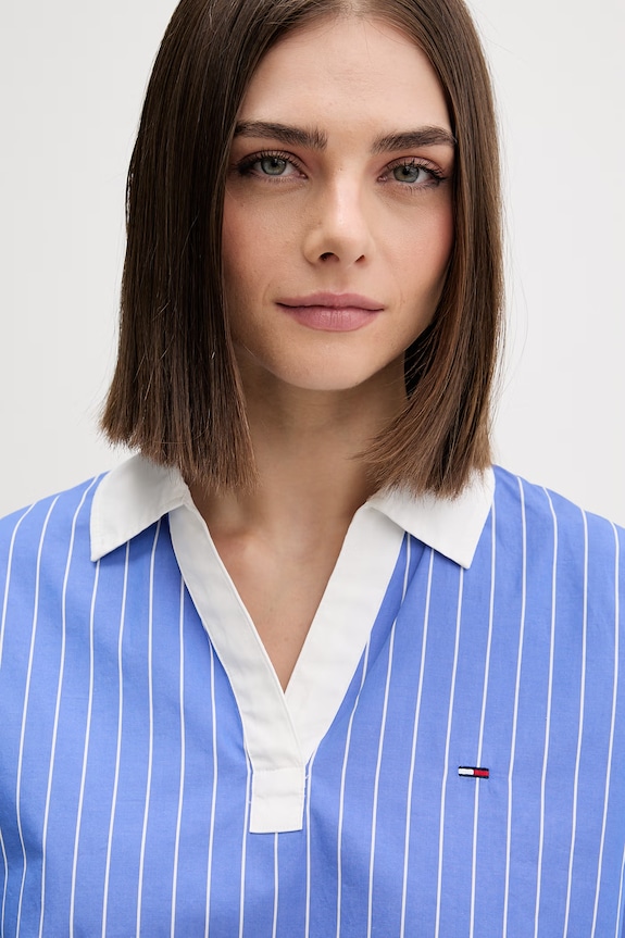 Tommy Jeans bluză pentru femei, din bumbac albastru DW0DW22596