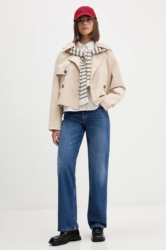 Tommy Jeans cămașă pentru femei, din bumbac DW0DW22766 bej SS26