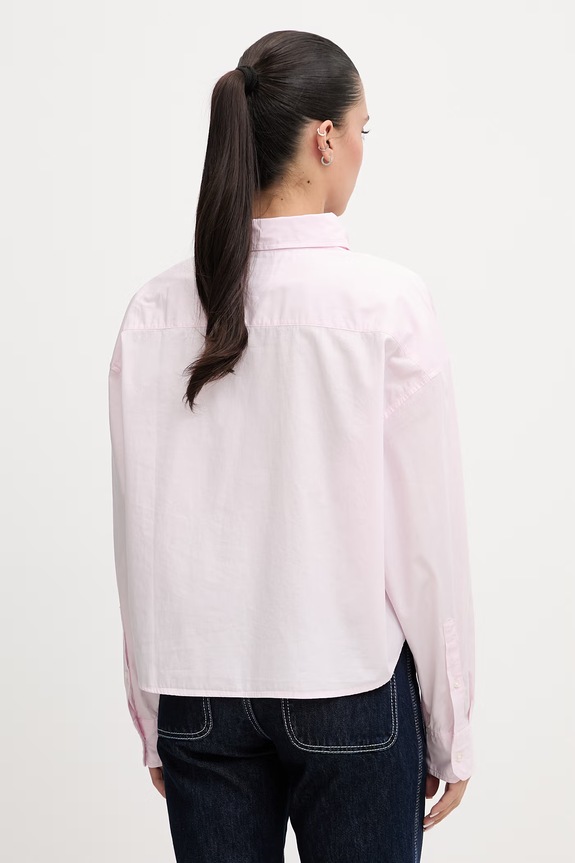 Îmbrăcăminte Tommy Jeans cămașă pentru femei, din bumbac DW0DW22766 roz