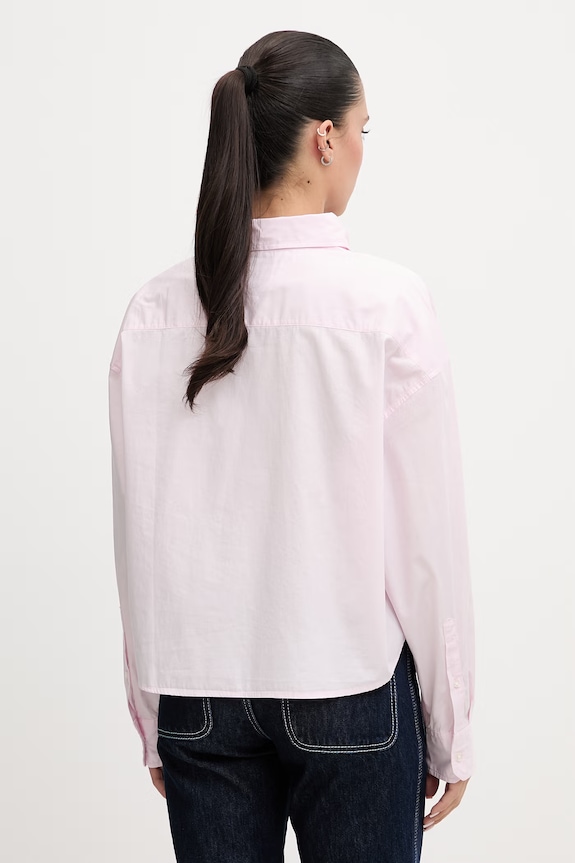 Îmbrăcăminte Tommy Jeans cămașă pentru femei, din bumbac DW0DW22766 roz