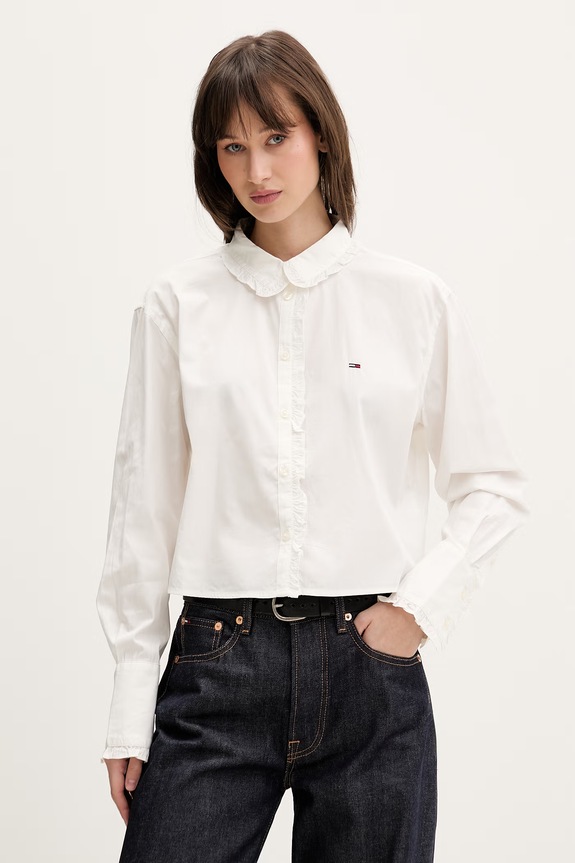 Tommy Jeans Srajca ženska bombažna bež DW0DW22767