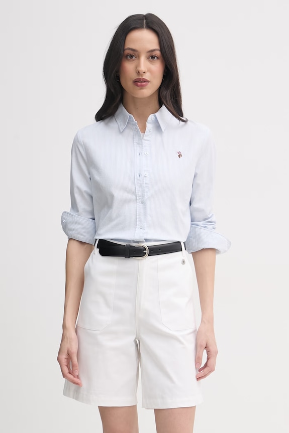 U.S. Polo Assn. cămașă STRIPE STRETCH CLASSIC FIT OXFORD cu modele albastru WUP1416