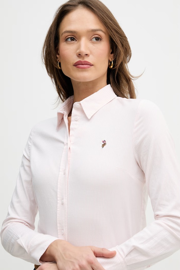 Риза U.S. Polo Assn. STRIPE STRETCH CLASSIC FIT OXFORD розов WUP1416