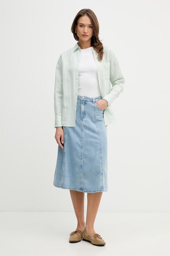 Риза с лен U.S. Polo Assn. LOOSE FIT WUP2277 зелен SS26
