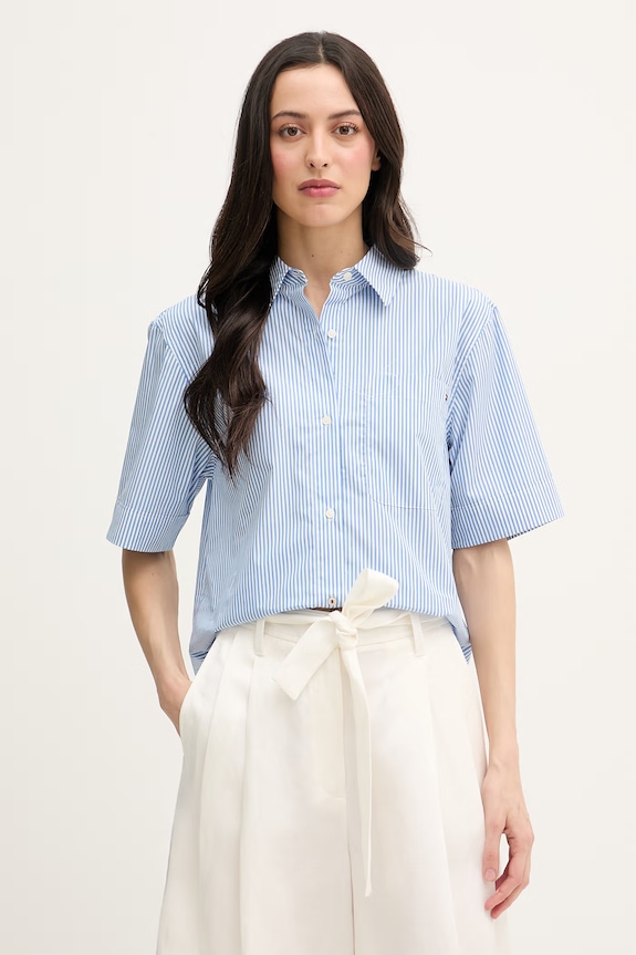 Tommy Hilfiger košeľa dámska bavlnená modrá WW0WW48899