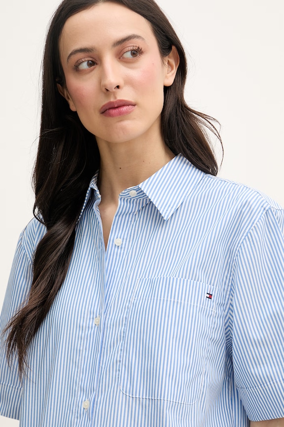 Tommy Hilfiger košeľa dámska bavlnená modrá WW0WW48899