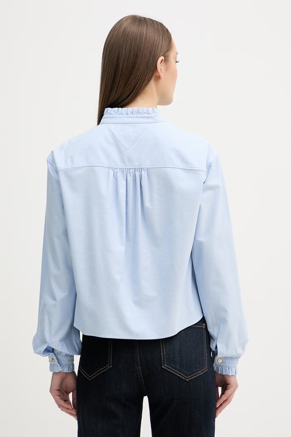 Îmbrăcăminte Tommy Hilfiger cămașă pentru femei, din bumbac WW0WW48914 albastru