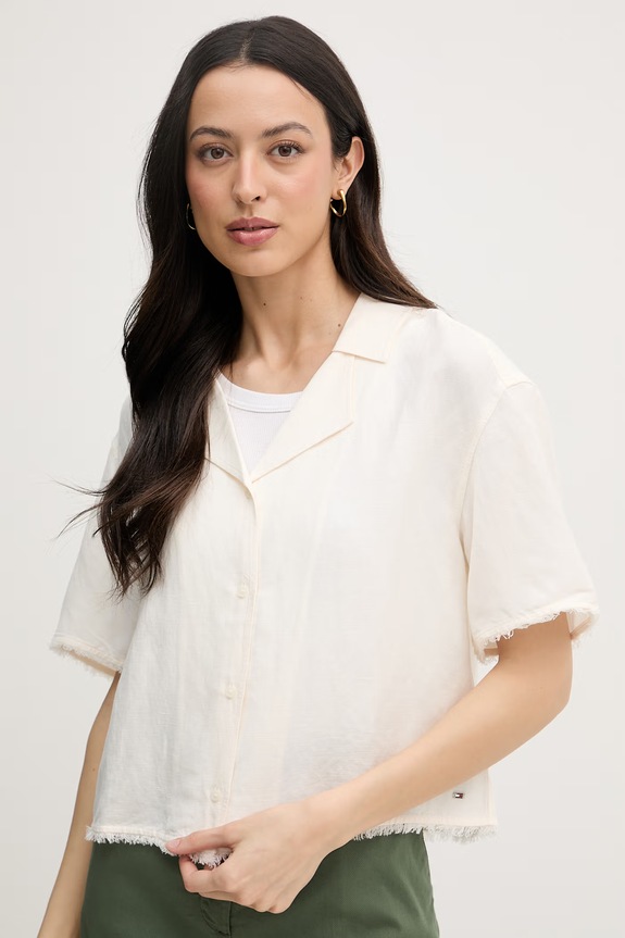Tommy Hilfiger cămașă pentru femei, cu in bej WW0WW48924
