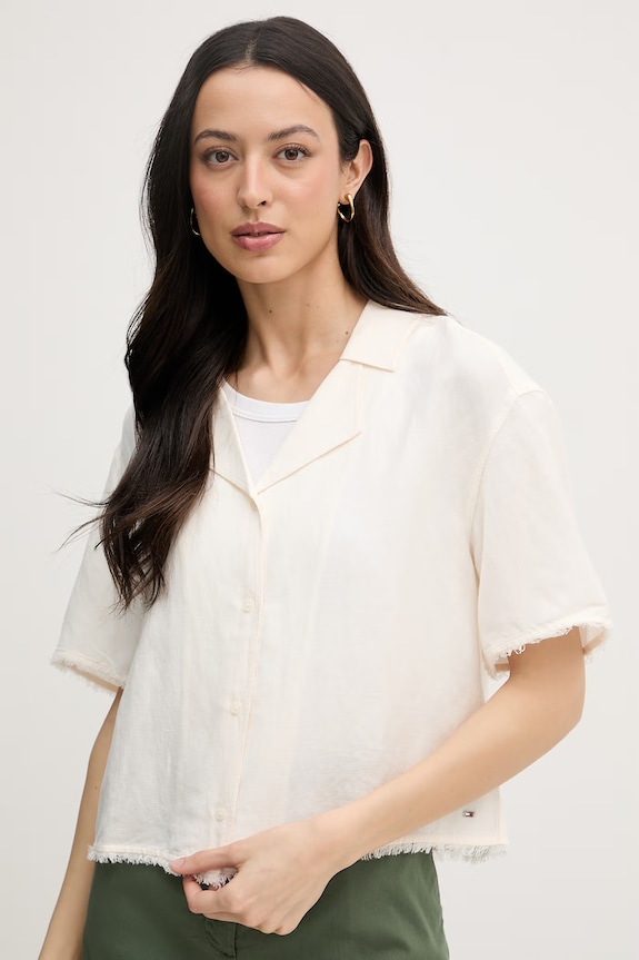 Tommy Hilfiger cămașă pentru femei, cu in bej WW0WW48924
