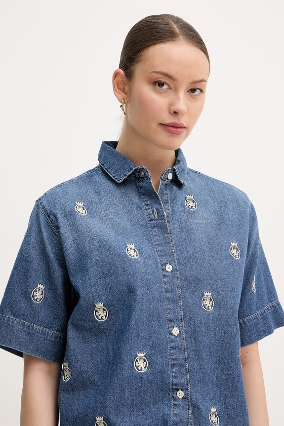Tommy Hilfiger košeľa dámska rifľová modrá WW0WW50624