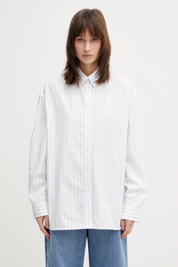 Maison Kitsuné Boyfriend Shirt košulja od pamuka za žene bijela QW00403WC5090