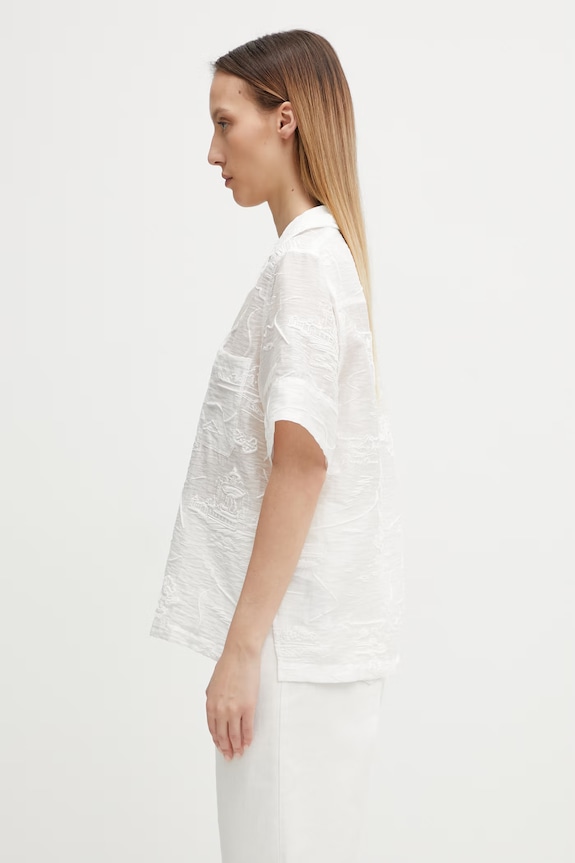 Maison Kitsuné Parisian Map košeľa dámska s lyocellom QW00412WC5099 biela SS26