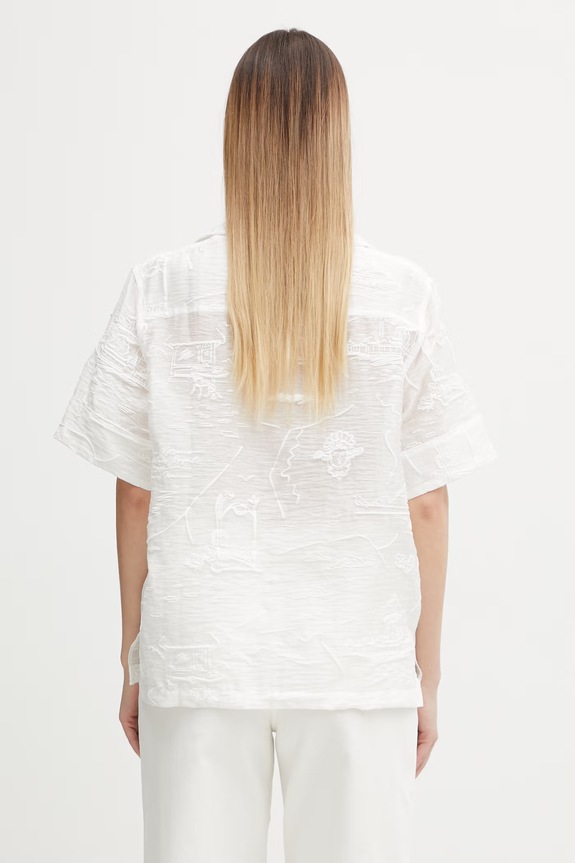 Oblečenie Maison Kitsuné Parisian Map košeľa dámska s lyocellom QW00412WC5099 biela