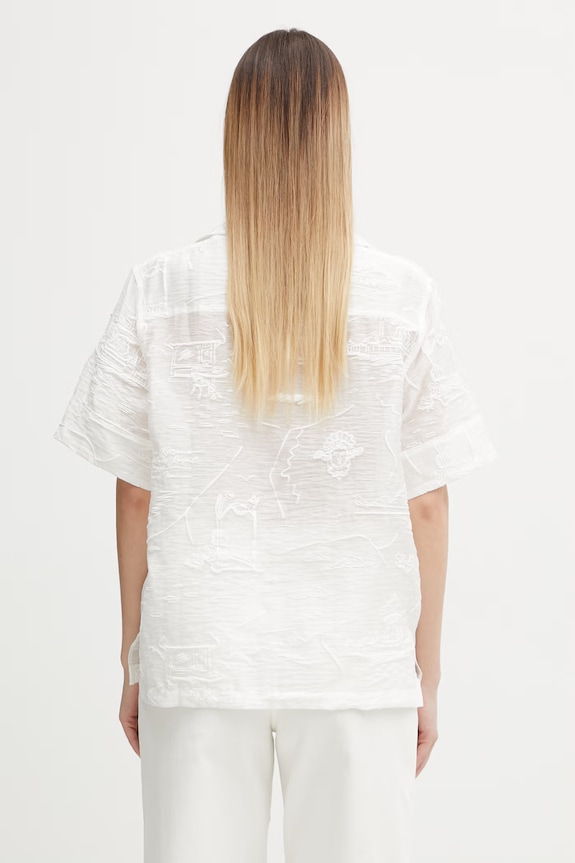 Oblečenie Maison Kitsuné Parisian Map košeľa dámska s lyocellom QW00412WC5099 biela