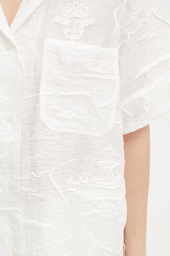 Maison Kitsuné Parisian Map košeľa dámska s lyocellom biela QW00412WC5099