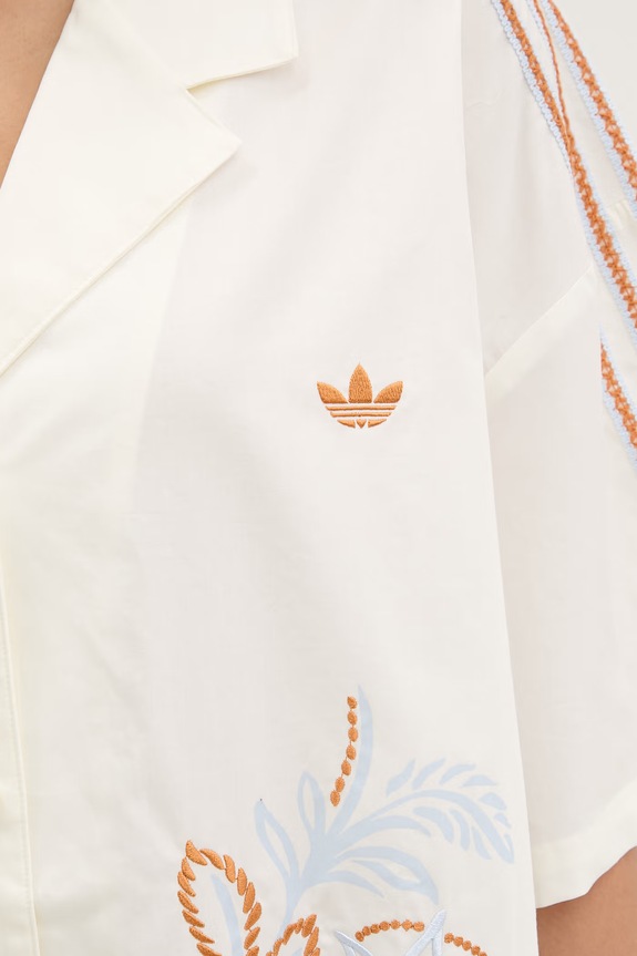 adidas Originals πουκάμισο γυναικείο βαμβακερό Resort KY3164 μπεζ