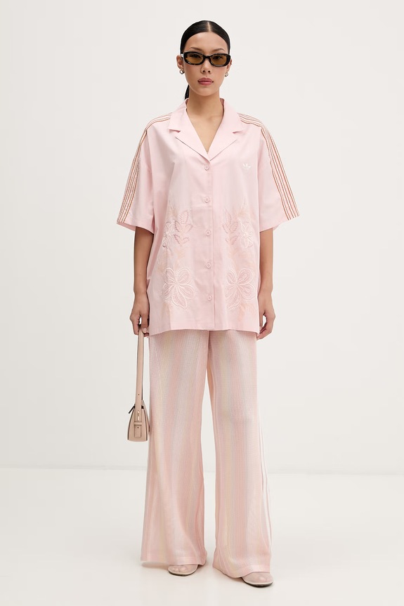 adidas Originals πουκάμισο γυναικείο βαμβακερό Resort KY3165 ροζ SS26