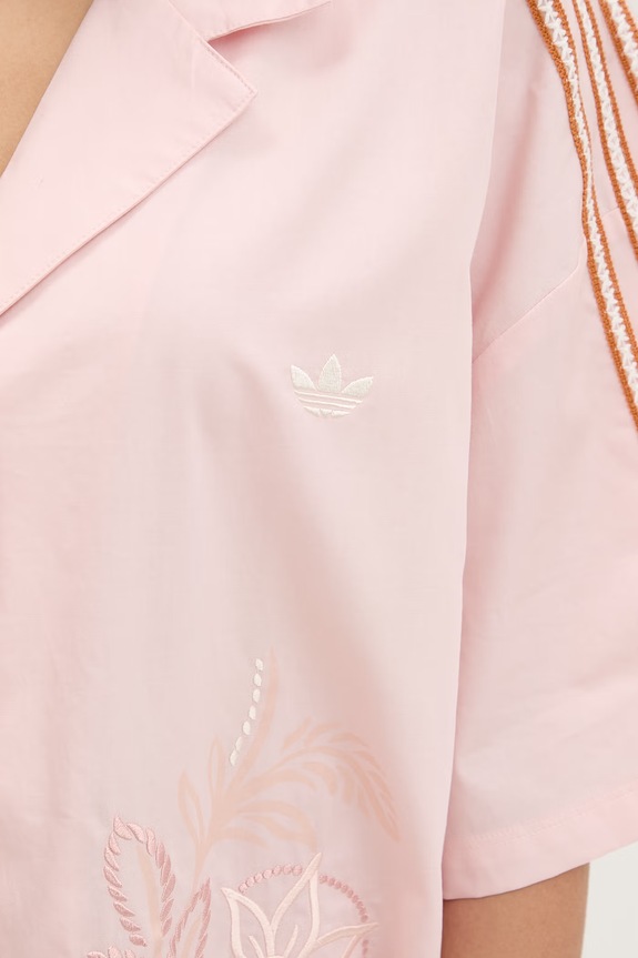 adidas Originals πουκάμισο γυναικείο βαμβακερό Resort KY3165 ροζ