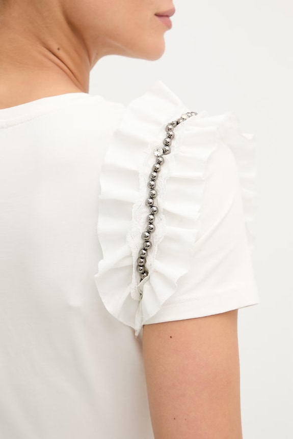 Gaudi tricou pentru femei din bumbac cu elastan 611FD64006 bej