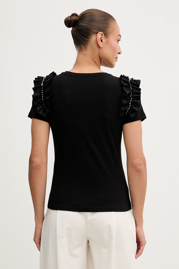 Îmbrăcăminte Gaudi tricou pentru femei din bumbac cu elastan 611FD64006 negru